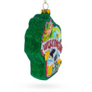 Wisconsin State Map with Icons Glass Christmas Ornament