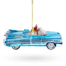 Classic Convertible Blue Retro Car Glass Christmas Ornament