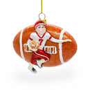 Football Player Glass Christmas Ornament