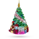 Charming Christmas Tree with Gifts Glass Christmas Ornament