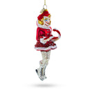 Ice Skater Girl with Candy Cane Glass Christmas Ornament
