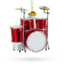 Rocking' Red Drum Kit Glass Christmas Ornament
