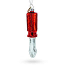 Screwdriver with Red Handle Glass Christmas Ornament