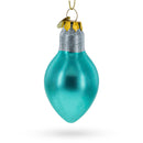 Shimmering Blue Light Bulb Glass Christmas Ornament