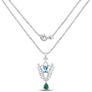 9.23 Carat Genuine Emerald and Swiss Blue Topaz .925 Sterling Silver Pendant
