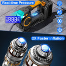 140W 150PSI 21V Battery Powered Tire Inflator Cordless Air Pump Digital Air Compressor with LED Light for Cars Motorcycles Bicycles Balls