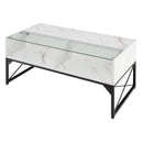 Center Table with Faux Marble and Tempered Glass Top
