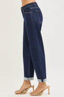 RISEN Slouchy Cropped Boyfriend Jeans With Cuffed Hem