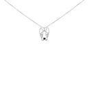 .925 Sterling Silver Diamond Accent and Black Enamel French Bullldog 18" Inch Pendant Necklace inch (I-J Color, I2-I3 Clarity)