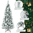 Snow Flocked Christmas Pencil Tree with Berries and Poinsettia Flowers