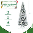 Snow Flocked Christmas Pencil Tree with Berries and Poinsettia Flowers