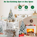 Snow Flocked Christmas Pencil Tree with Berries and Poinsettia Flowers