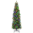 6 Feet Pre-Lit Artificial Christmas Pencil Tree with 648 PVC PE Branch Tips