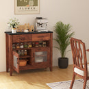 Coffee Bar Cabinet with 2 Drawers and 1 Open Compartment-Brown