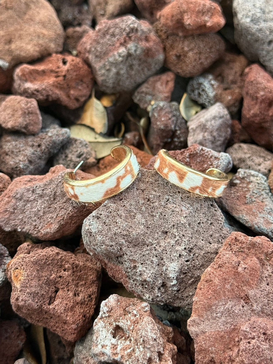Cowhide Goldtone Hoops