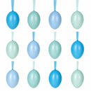 Bag of 12 Miniature Pastel Blue Plastic Easter Egg Ornaments 1.5 Inches