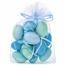 Bag of 12 Miniature Pastel Blue Plastic Easter Egg Ornaments 1.5 Inches