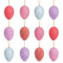 Bag of 12 Pink and White Speckled Plastic Easter Egg Ornaments 2.35 Inches