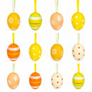 Set of 12 Miniature Pastel Yellow Polka Dot, Flowers, Stripes Plastic Easter Egg Ornaments 1.5 Inches