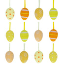 Set of 12 Miniature Pastel Yellow Polka Dot, Flowers, Stripes Plastic Easter Egg Ornaments 1.5 Inches