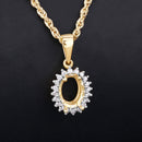 0.13 Carat Genuine White Diamond 14K Yellow Gold Semi Mount Pendant - holds 8x6mm Oval Gemstone