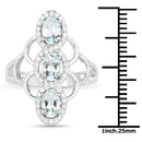 1.54 Carat Genuine Aquamarine and White Zircon .925 Sterling Silver Ring