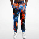 Blue and Orange Paint Splatter Abstract Unisex Cargo Joggers (Fleece Lined)