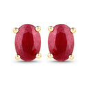 1.04 Carat Genuine Ruby 14K Yellow Gold Earrings