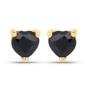 0.70 Carat Genuine Black Sapphire 14K Yellow Gold Earrings