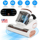 16000PA Double-Cup Bed Vacuum Cleaner 500W Mattress Handheld Vacuum Dust Mites Remover with Heating Function for Bed Sofa Rug
