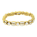14K Yellow Gold 8 1/5 Cttw Baguette and Princess-Cut Diamond Geometric Twist Link Bracelet (G-H Color, VS1-VS2 Clarity) - Size 7"