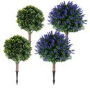 2PCS Artificial Boxwood Topiary Trees with Ground Spikes, UV Resistant