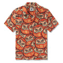 100% Cotton Hawaiian Shirt For Men Japanese Daruma Doll Camp Collar Shirt By Yakima