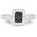 0.36 Carat Genuine Blue Diamond and White Diamond .925 Sterling Silver Ring