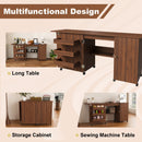57.5" Foldable Sewing Machine Table with Storage & Casters