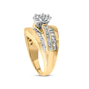 14K Yellow Gold 2-1/3 Cttw Diamond Cluster Channel Set Chevron Shaped Engagement Ring (H-I Color, SI1-SI2 Clarity) - Ring Size 7