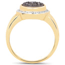 14K Yellow Gold Plated 4.50 Carat Genuine Drusy Quartz .925 Sterling Silver Ring