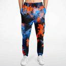 Blue and Orange Paint Splatter Abstract Unisex Cargo Joggers (Fleece Lined)