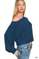 Zenana Boat Neck Balloon Sleeve Sweater