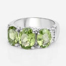 4.14 Carat Genuine Peridot and White Topaz .925 Sterling Silver Ring