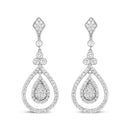 18K White Gold 1 1/4 Cttw Round Diamond Openwork Teardrop-Shaped Dangle Earrings (F-G Color, VS1-VS2 Clarity)