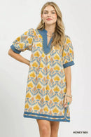 Umgee Mix Tile Print Mini Dress