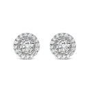 14K White Gold 3/4 Cttw Lab Grown Diamond Solitaire With Halo Stud Earrings (G-H Color, VS2-SI1 Clarity)