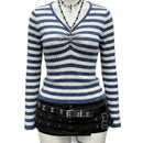 Plus-size Womens Sexy Ribbed V-neck Long-sleeve