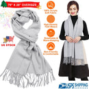 Mens Womens Oversize Cashmere Wool Shawl Wraps Blanket Winter Solid Scarf Soft Pashmina 79" X 28"
