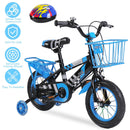12In Kids\' Bike with Training Wheels Children Bicycle with Helmet Basket Rear Seat Chain Guard for Boys Aged 2-4