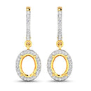 0.32 Carat Genuine White Diamond 14K Yellow Gold Semi Mount Earrings - holds 8x6mm Oval Gemstones