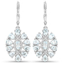 2.93 Carat Genuine Aquamarine and White Topaz .925 Sterling Silver Earrings
