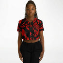Red and Black Slime Oil Spill Cropped Baseball Jersey