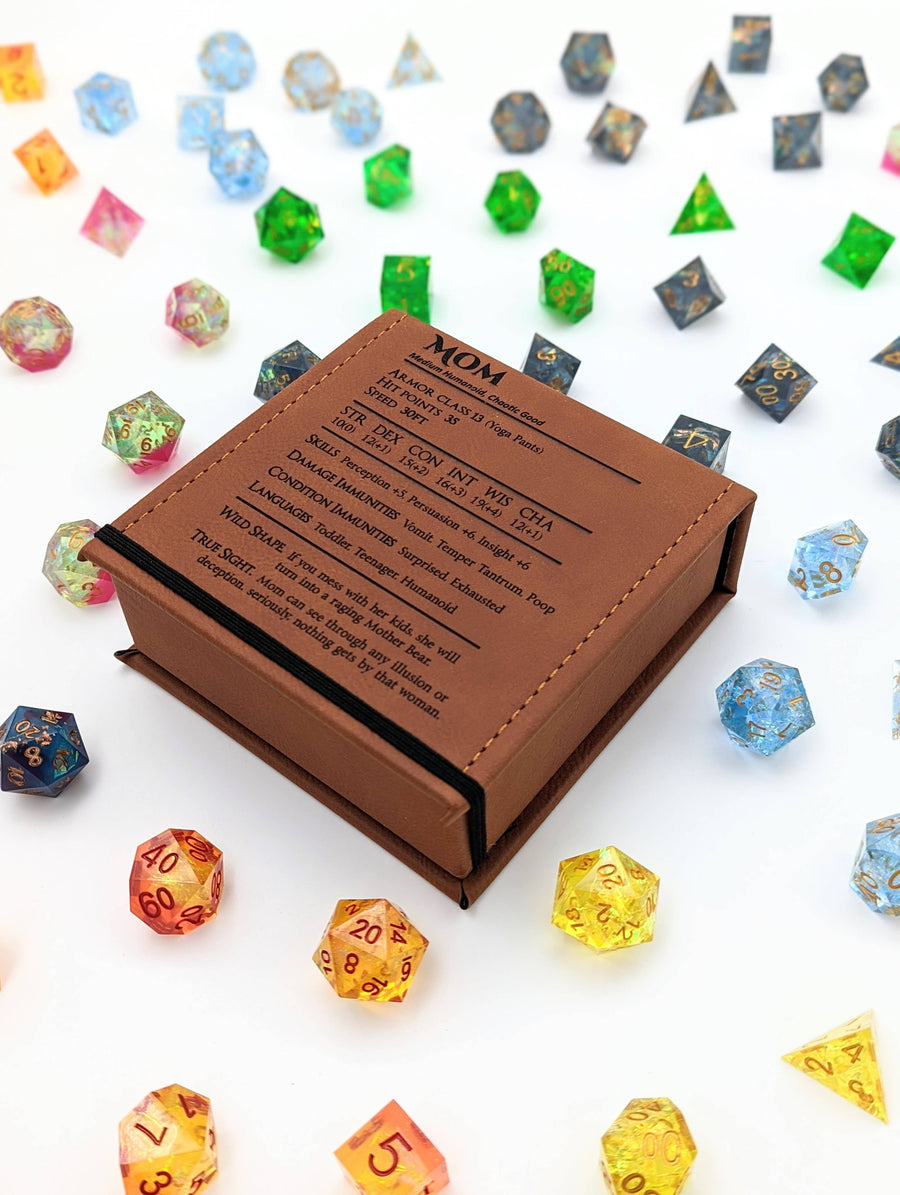 Mom Stat Block - D&D - Vegan Leather Dice Box